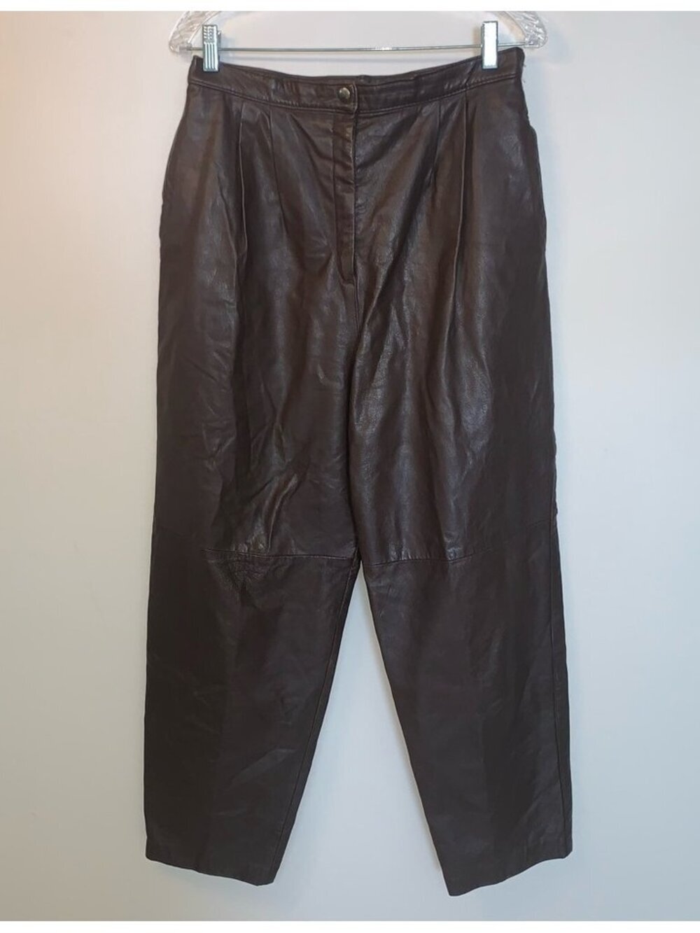 Vintage Brown Leather Barrel High Rise Pants